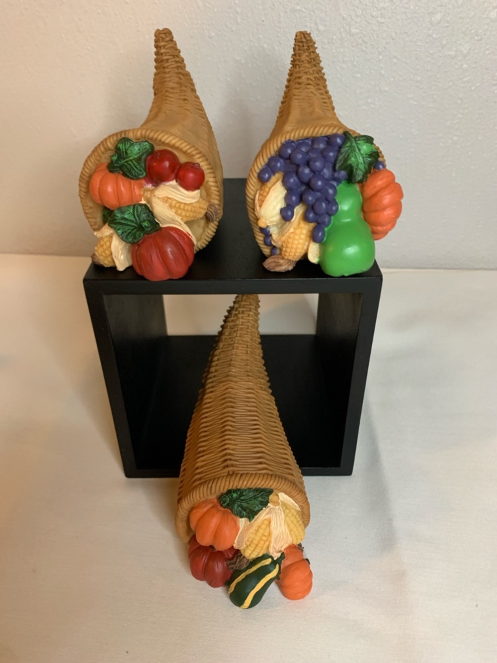Decorative Ceramic Cornucopia Trio - Autumn Colors